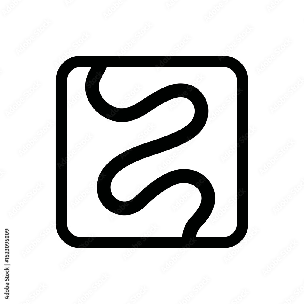Poster abstract line curves inside square shape minimalism graphic