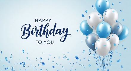 Birthday Balloons Celebration Blue White