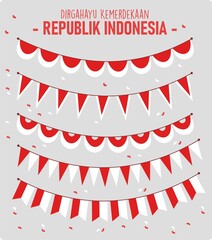 Red and White Flag Bunting for Republic of Indonesia Independence Celebration