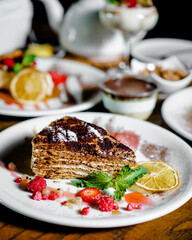 Dessert with cream and berries