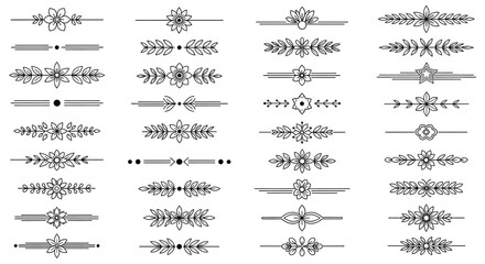 Floral dividers isolated on white background