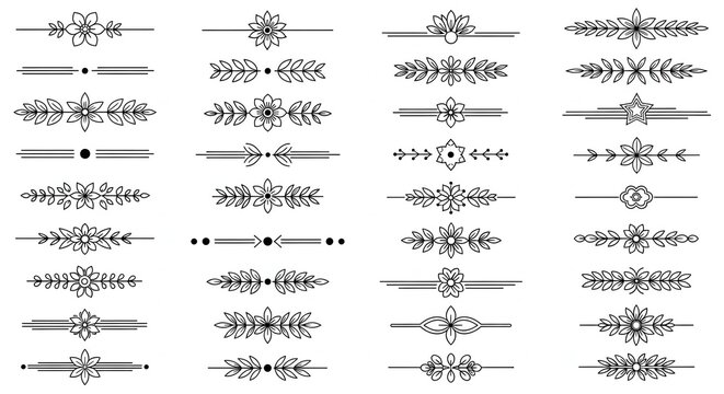 Floral dividers isolated on white background