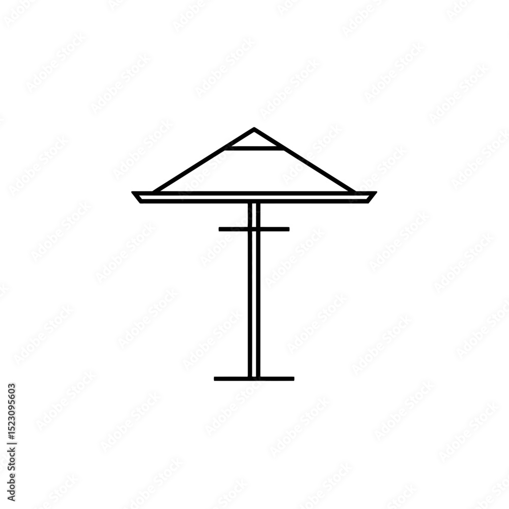 Poster stylized structure represents building form within minimalist illustration design