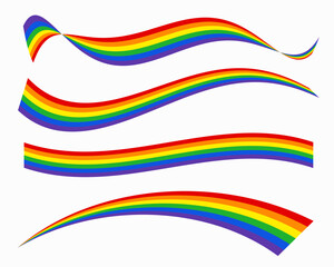 LGBT rainbow flag set. Gay pride month symbols set. Stickers for pride month celebration. Vector illustration