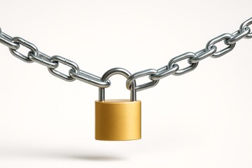 Golden lock and shiny chain symbolizing security and protection
