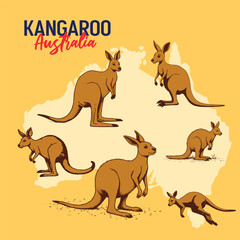 Kangaroo Australia Day Design Template