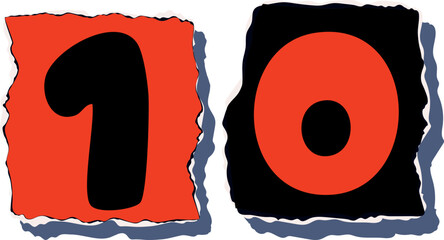 10 Retro torn paper number Design art