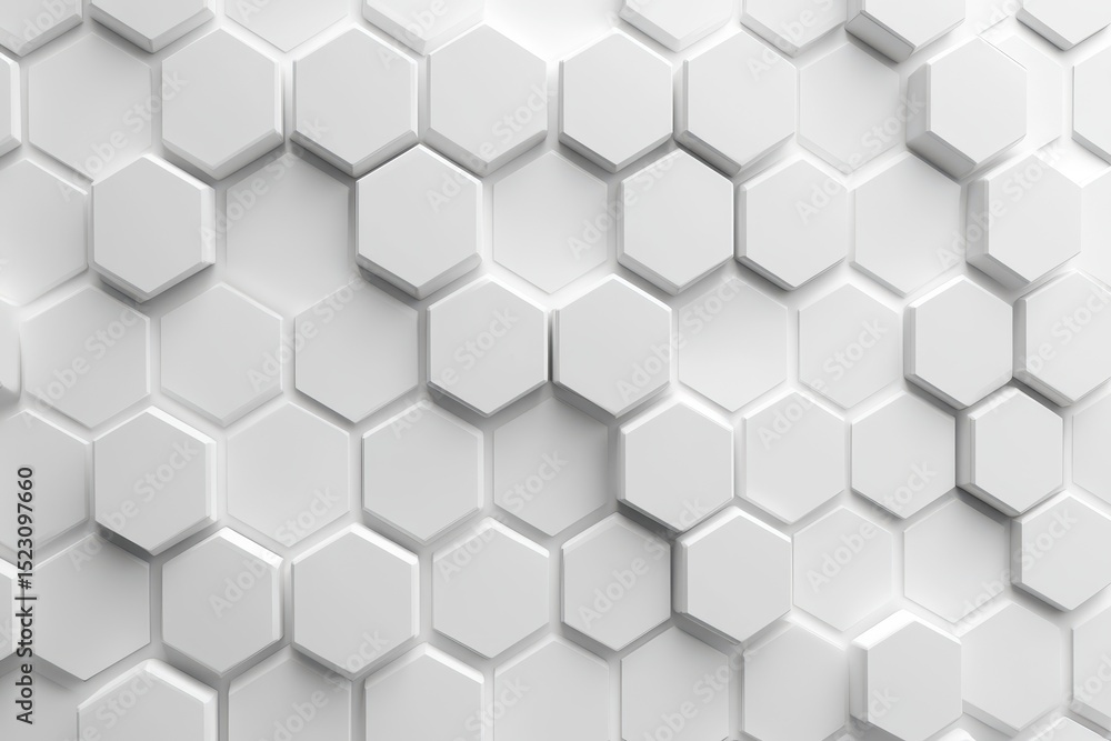 Poster white hexagonal pattern creating a modern textured wall design in interior décor