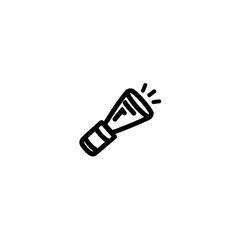Obraz premium Black flashlight shines light in white background illustration