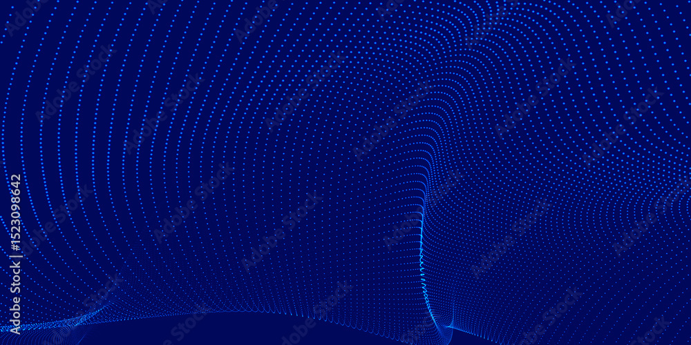 Poster futuristic dot wave. abstract digital particle wave. technology background. colored musical wave. da