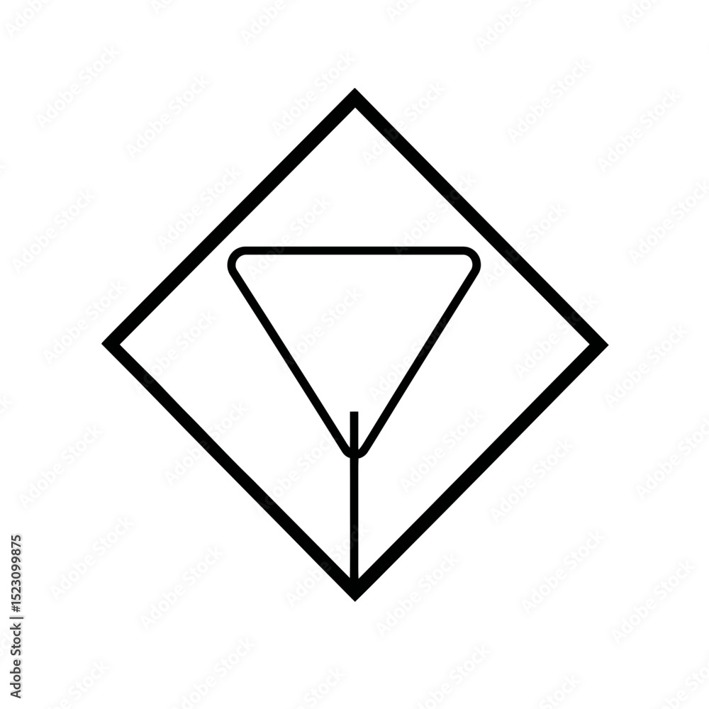 Poster abstract shape portrays triangle inside tilted square outline art