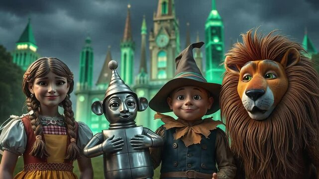  Dorothy and Her Friends Rejoice Before the Gates of the Emerald City &mdash; Illustration for "The Wizard of Oz"