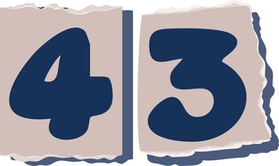43 Retro torn paper number Design art