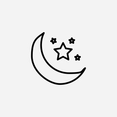 Moon stars set icon,sign,symbol,pictogram isolated