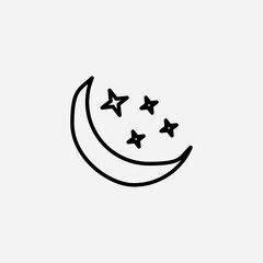 Moon set icon,sign,symbol,pictogram isolated