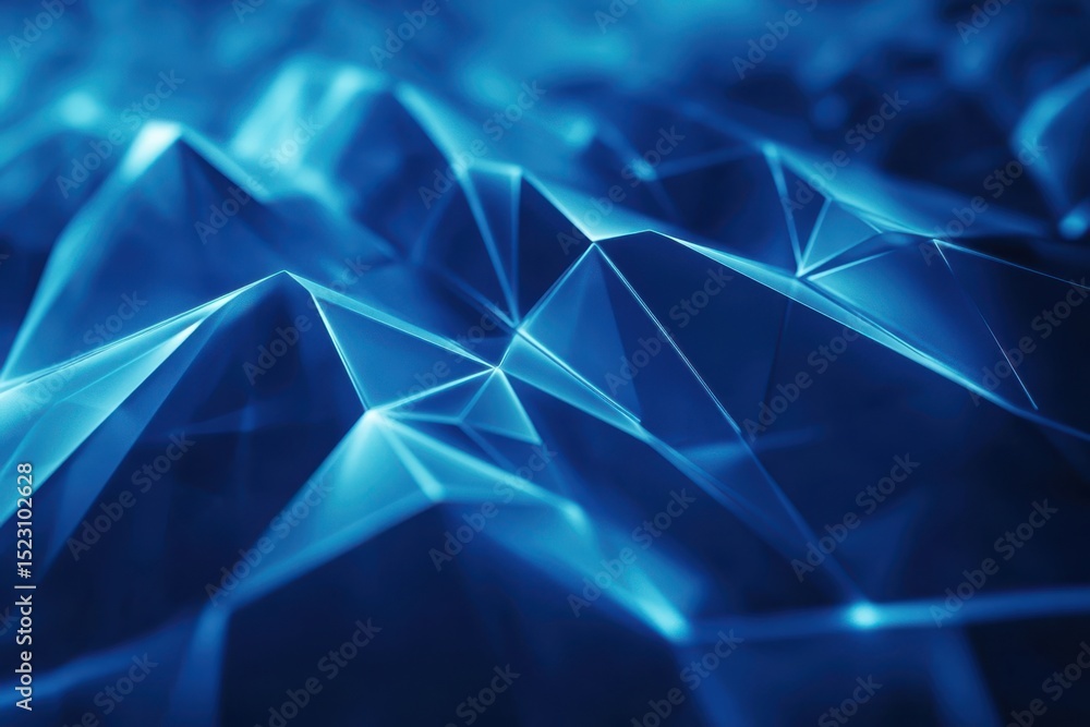 Poster vibrant blue geometric patterns create a stunning visual effect in a digital landscape illuminated b