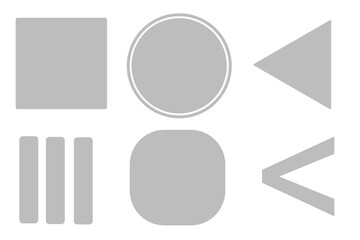 Basic Geometric UI Button Shapes – Square, Circle, Triangle, Bars PNG Icons