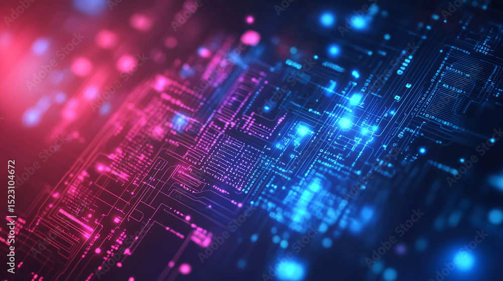 Poster abstract technology futuristic background circuit board design with glowing neon lights effect and d
