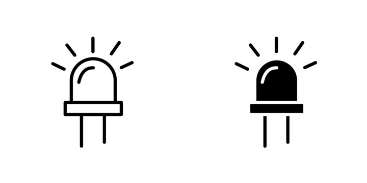 LED vector icon. Outlined icon set in black and white colors, isolated for graphic and web design.