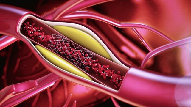 Microscopic View of Blood Vessel with Plaque Build-up