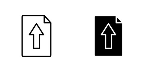 Upload file vector icon. Outlined icon set in black and white colors, isolated for graphic and web design