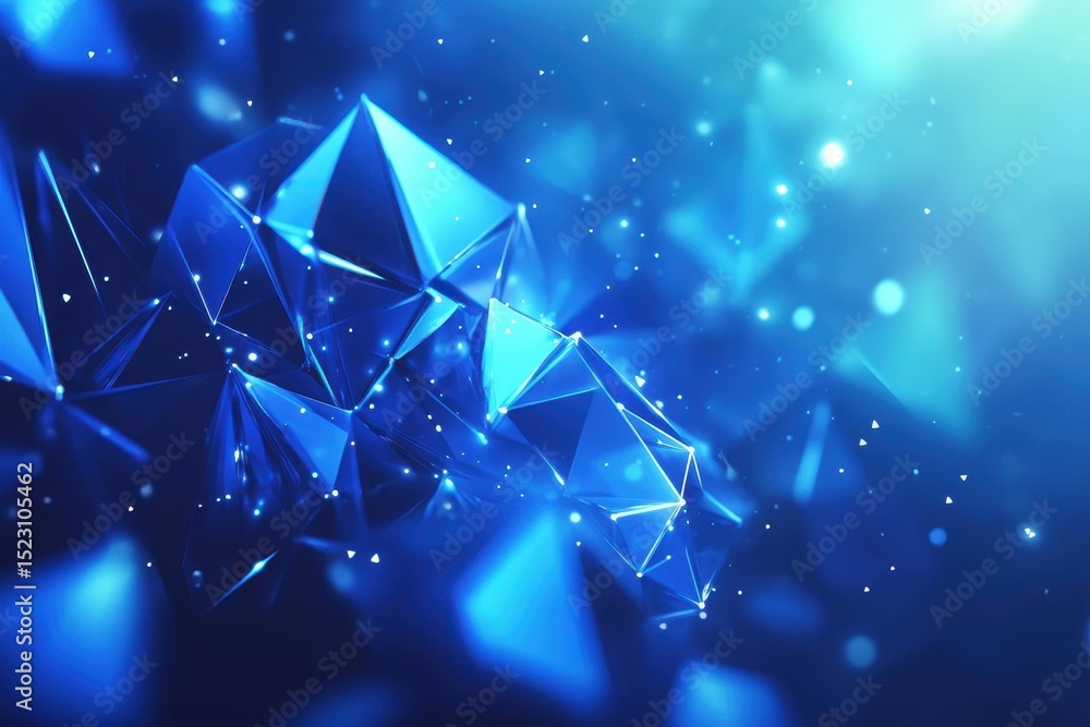 Aufkleber abstract blue geometric shapes creating a futuristic atmosphere with sparkling lights and depth