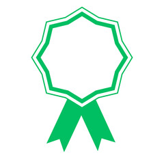 Green Medal with ribbon icon. Medal icon. Gold medal. Badge icon. Gold badge with ribbon