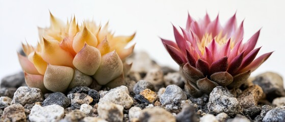 Obraz premium Colorful succulents growing in textured gravel