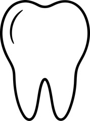 Simple minimalist black and white tooth illustration representing healthy dentistry and tooth care commonly used in educational and medical contexts