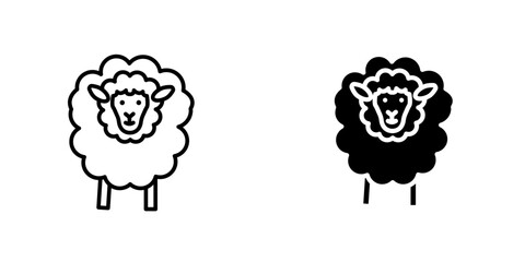 Sheep vector icon. Outlined icon set in black and white colors, isolated for graphic and web design. 