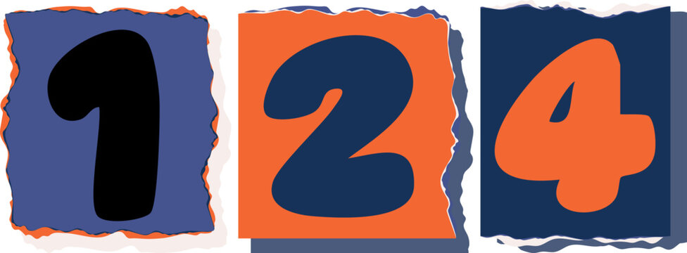 124 Retro torn paper number Design art