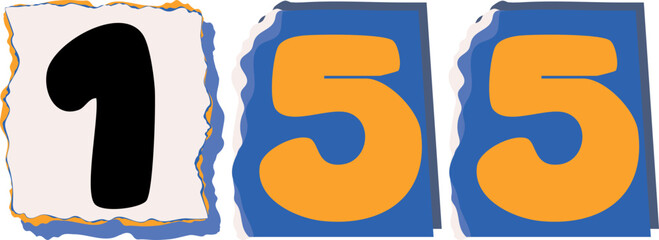 155 Retro torn paper number Design art