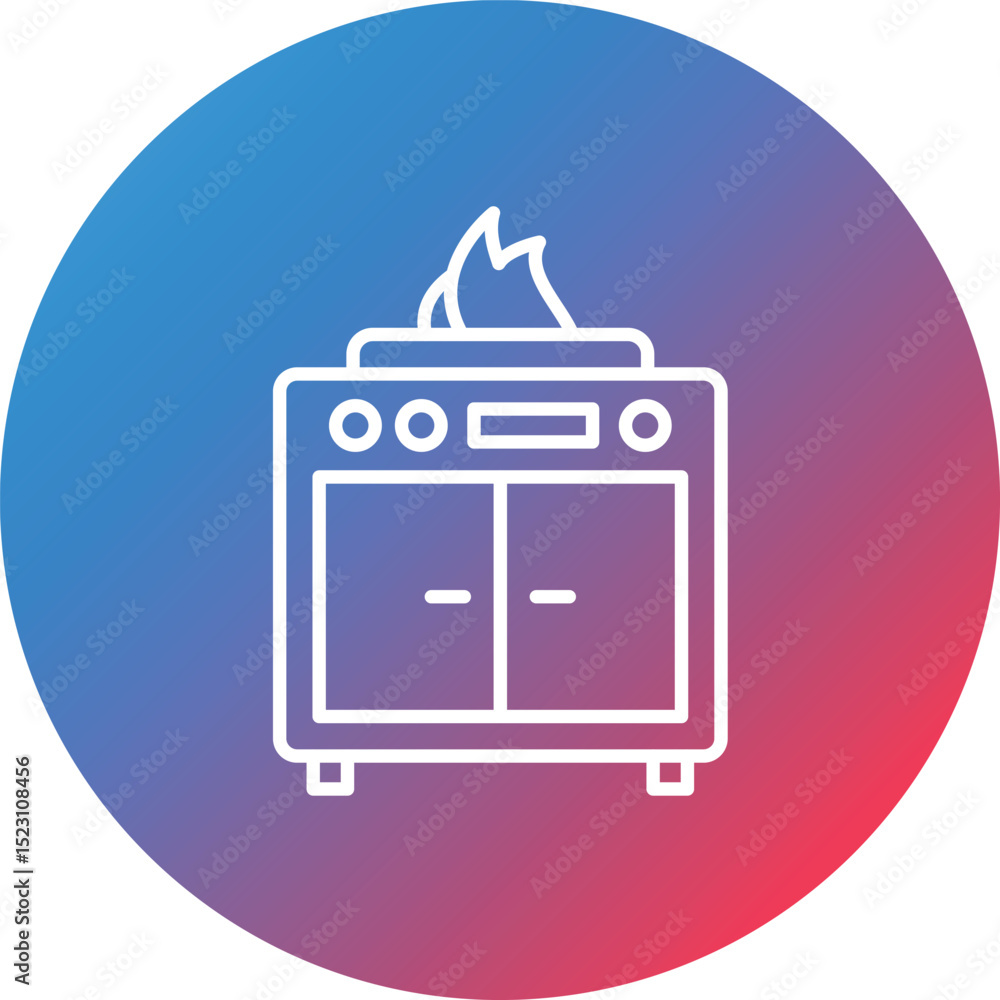 Poster cooking range line gradient circle background icon