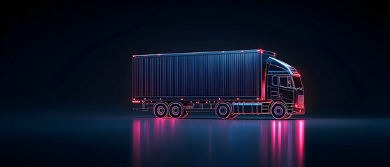 Glowing Futuristic Truck Side View