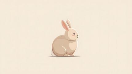 Minimalist Side View Bunny Illustration on Beige Background