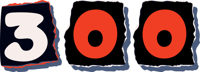 300 Retro torn paper number Design art