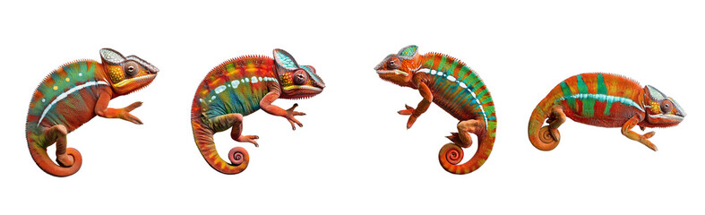 Colorful chameleon on transparent background