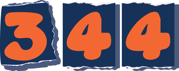 344 Retro torn paper number Design art