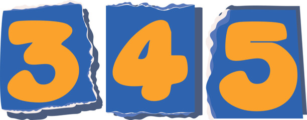 345 Retro torn paper number Design art