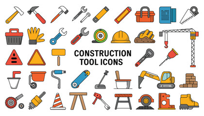 Obraz premium Vector illustration of a diverse set of tools, including construction, office, medical, and school icons, perfect for web and print design