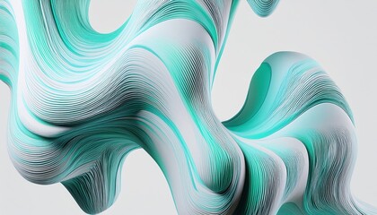 fluid teal and white abstract waveform with layered paper cut effect and flowing contours for modern web design, branding accent, or editorial layout with dynamic motion and depth

