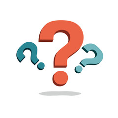 Illustration of a Large Orange Question Mark Surrounded by Smaller Blue Question Marks on a White Background