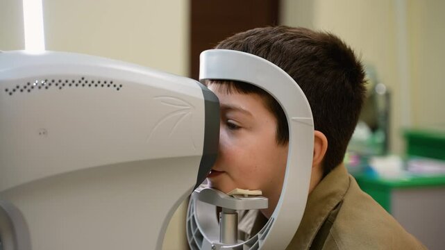 Young patient undergoing comprehensive eye examination
