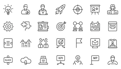 Business web icon set: vector communication symbols for office, internet, and computer interface design