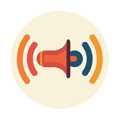 Loudspeaker Icon with Sound Waves in a Circle, Flat Design Vector Illustration for Announcements and Communication