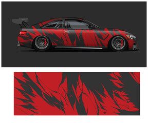Red and Black Abstract Car Wrap Design Template