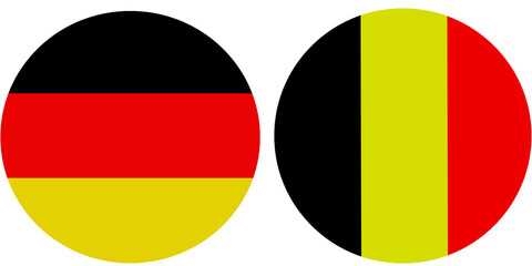 Germany Official flag with Belgium national flag, both countries flags in Round shape and isolated on white background
Circular colorful design Flag with together.