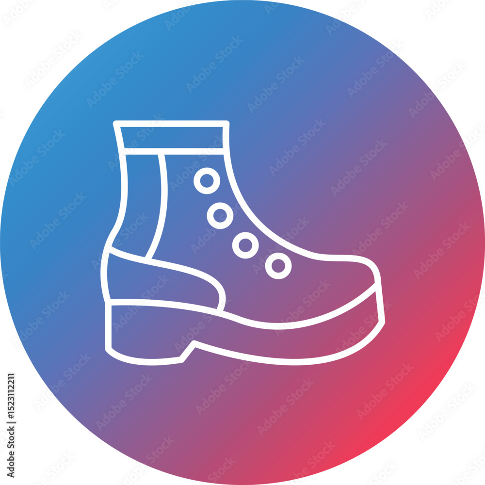 Poster boot line gradient circle background icon