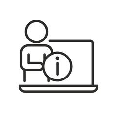 User guide icon. Linear vector illustration. Support computer testing.  Training instruction. Guidebook on pc. Simple symbols. Help computer testing.