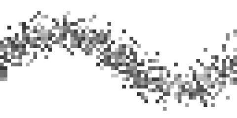 Black squares wave halftone random background.